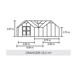 JULIANA ORANGERI DRIVHUS 3 MM HÆRDET GLAS HELE BANER ANTRACIT 15,1 M2