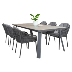 OUTRIUM LEROS/PALMA BORD + 6 STOLE HAVEMØBELSÆT GRÅ