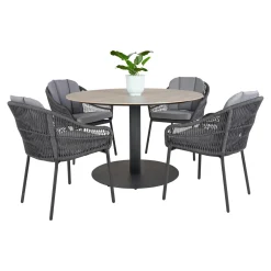 OUTRIUM LEROS/PALMA BORD + 4 STOLE HAVEMØBELSÆT GRÅ